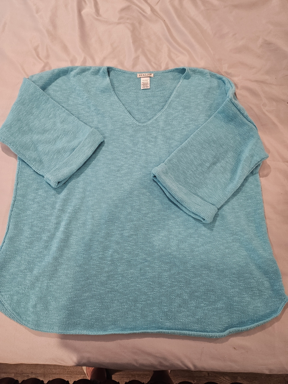 Womens' Light Blue V-Neck Knit Top